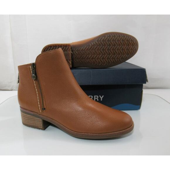 Women's Sperry Size 8.5 Seaport Storm 2.0 Booties Water Resistant Leather Tan - Picture 8 of 10